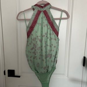 Free People Mint Green Bodysuit Halter Top